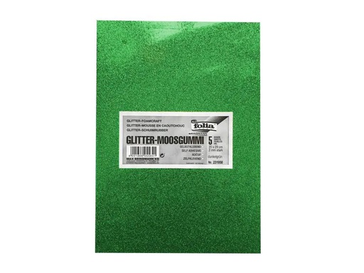[90107446 599624] Folia Moosgummi-Set Giltter 5 Stück, Grün
