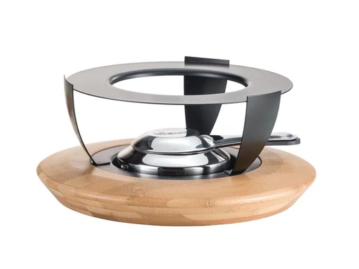 [90109088 594037] Koenig Fondue-Rechaud Bamboo Anthrazit/Hellbraun/Silber