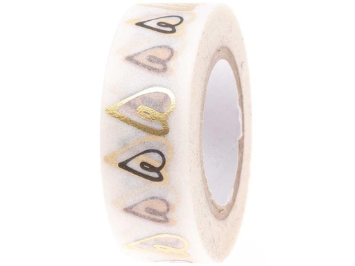 [90109508 1146445] Rico Design Washi Tape Herzen 1.5 cm x 10m, Gold