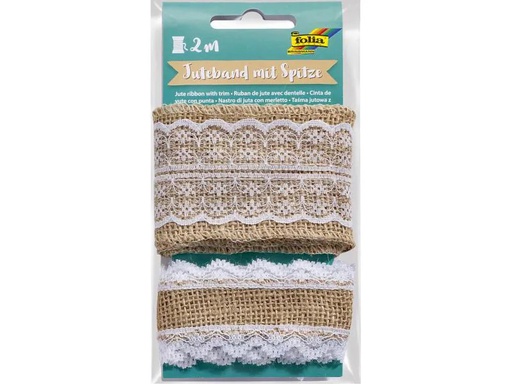 [90110253 982420] Folia Juteband Folia mit Spitze, 2er Set