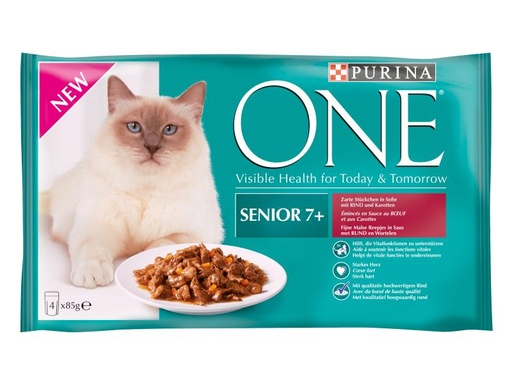 [90011021 589824] Purina ONE Nassfutter Senior Rind, 4 x 85 g