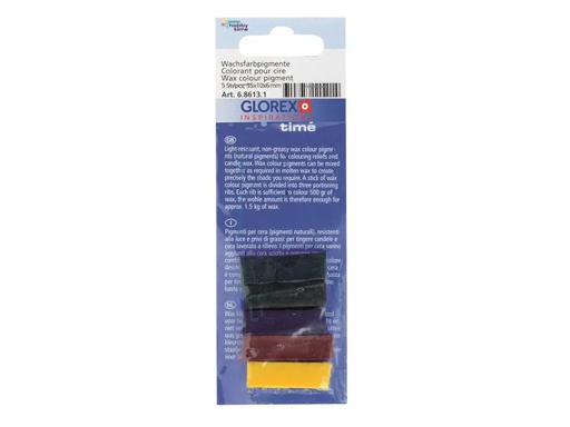 [90110457 648586] Glorex Wachsfarben 35 x 10 x 6 mm Grün/Gelb/Rot/Schwarz/Violett