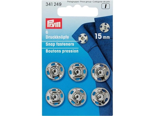 [90011079 1087953] Prym Druckknöpfe Ø 15 mm, Silber, 6 Stück