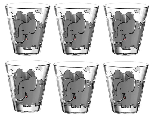 [90111073 986201] Leonardo Kindertrinkglas Bambini Elefant, 215 ml, 6 Stück