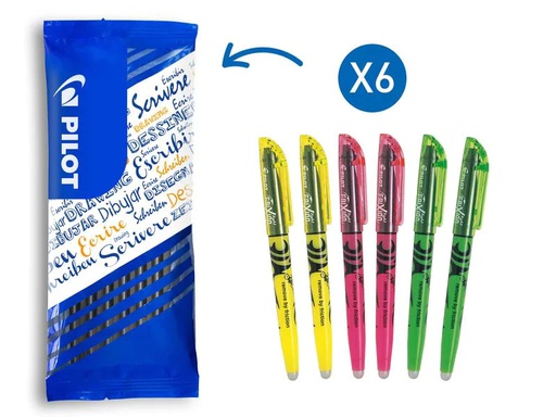 [90112183 1129120] Pilot Textmarker FlowPack FriXion Light 6 Stück, Gelb/Grün/Pink