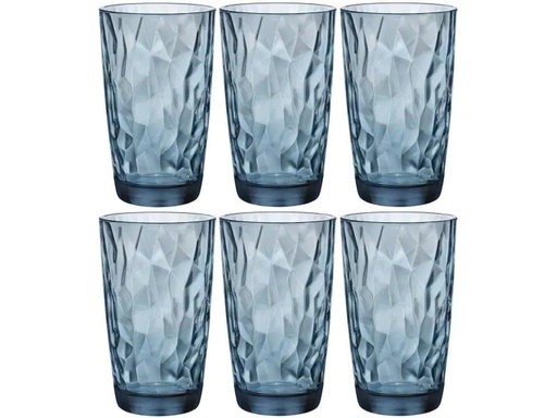 [90112265 969516] Bormioli Rocco Longdrinkglas Diamond 470 ml, 6 Stück, Blau