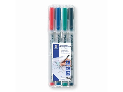 [90112499 914830] Staedtler Folienstift Lumocolor 315 M 4er-Set, wasserlöslich