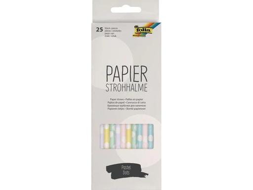 [90112595 1007121] Folia Strohhalm Papier, 25 Stück Pastell Punkte
