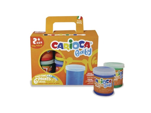 [90113110 722687] Carioca Fingerfarbe Baby 6x 80 ml, Mehrfarbig