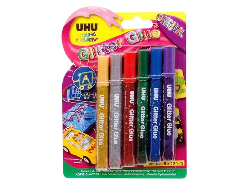 [90113165 1108867] UHU Glitzerstift Glitter Original 6 x 10 ml, Mehrfarbig
