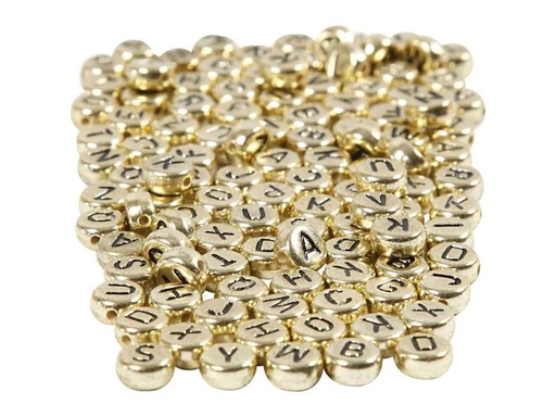 [90114103 846861] Creativ Company Buchstabenperlen 7 mm Kunststoff, Gold/Schwarz