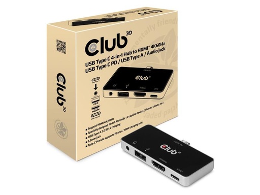 [90114478 1052762] Club 3D Dockingstation CSV-1591 4-in-1 USB 3.1 Typ C 4K60 Hz