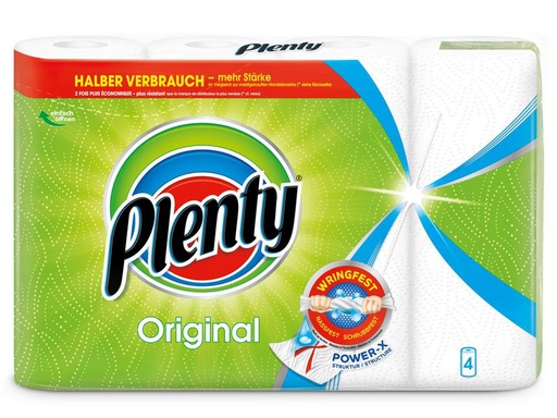 [90114530 476578] Plenty Haushaltspapier Original 4 Rollen à 45 Blatt