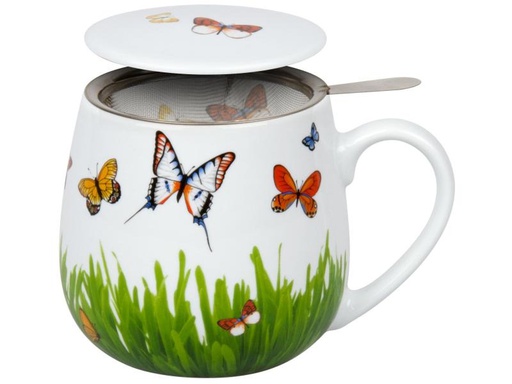 [90115456 1079853] Könitz Teetasse Schmetterlingswiese 420 ml, 1 Stück, Weiss