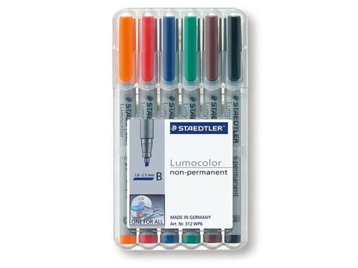 [90011694 914844] Staedtler Folienstift Lumocolor 312 6er-Set, wasserlöslich