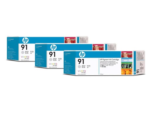 [90117725 887613] HP Tinte Nr. 91 (C9482A) Light Grey (3er-Pack)