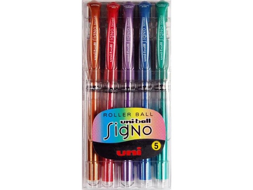 [90117967 860783] Uni Gelschreiber Signo Broad 0.65 mm, Mehrfarbig, 5 Stück