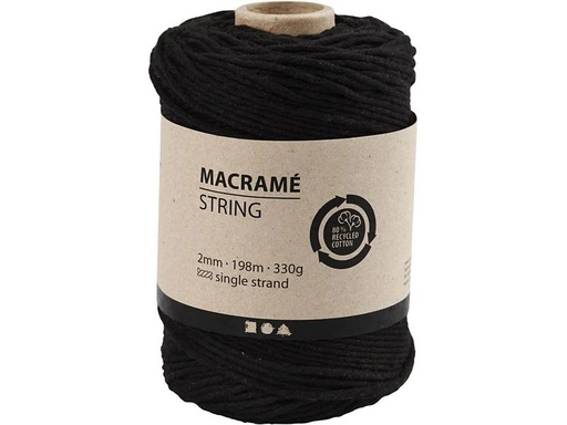 [90118167 1140348] Creativ Company Baumwollgarn Makramé 330 g, Schwarz