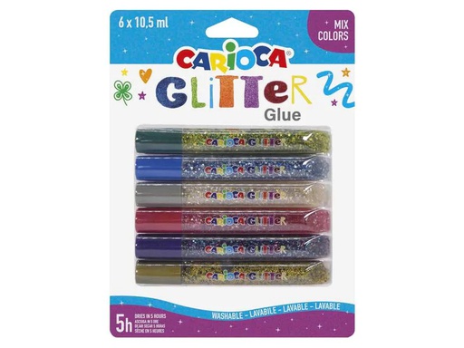 [90118430 722688] Carioca Glitzerstift Mix 6 Stück, Mehrfarbig