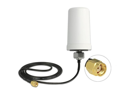 [90118469 780887] Delock WLAN-Antenne RP-SMA, Dualband RP-SMA 3 dBi Rundstrahl