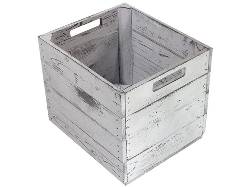 [90119527 1082396] Holz Zollhaus Aufbewahrungskiste Vintage Shabby 33 x 38 cm, Grau/Weiss