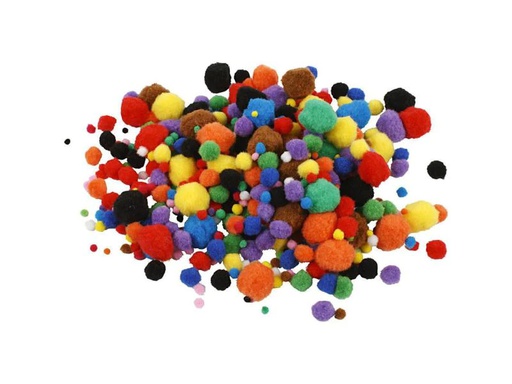 [90120144 1015984] Creativ Company Pompon 5-40 mm 150 Stück, farbig assortiert