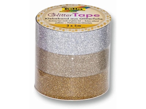 [90120607 599613] Folia Glitzer Tape 3er-Set, Mehrfarbig