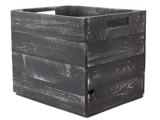 [90121171 1082398] Holz Zollhaus Aufbewahrungskiste Vintage Shabby 33 x 38 cm, Grau/Schwarz