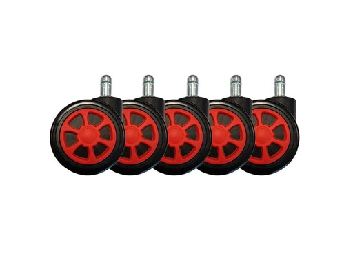 [90121193 1115251] LC-Power Ersatzrollen Gaming Stuhlrollen 5er Set Rot