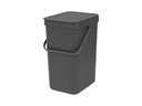 Brabantia Recyclingbehälter Sort & Go 12 l, Dunkelgrau