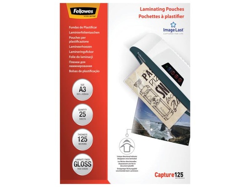 [90121555 56601] Fellowes Laminierfolie A3, 125 µm, 25 Stück, Glänzend