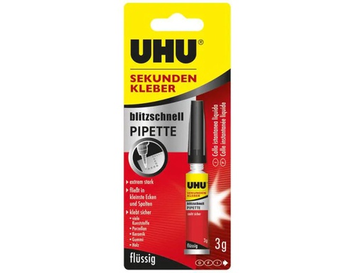 [90122610 124285] UHU Sekundenkleber Pipette 3 g, Transparent