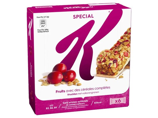 [90122762 724435] Kellogg's Riegel Special K Red Fruit 6 x 21.5 g