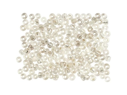 [90122779 836606] Creativ Company Rocailles-Perlen 8/0 Silber/Transparent