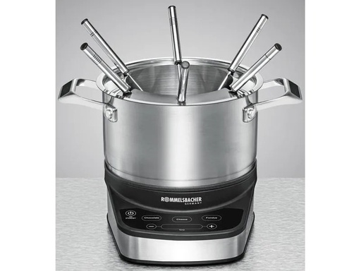 [90123603 1109767] Rommelsbacher Fondue-Set All-in-One 20.F 1200, 7 Teile, Silber