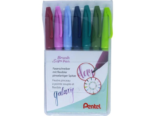 [90123752 1173106] pentel Filzstift Brush Sign Pen Galaxy 7 Stück