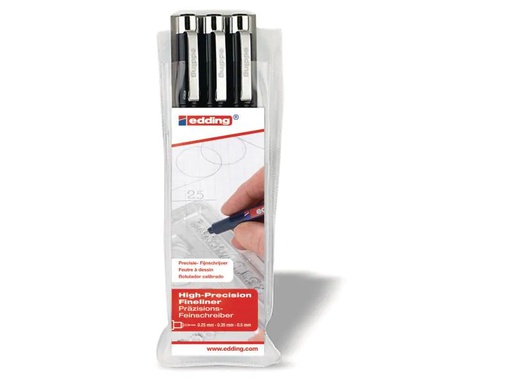 [90124048 551738] edding Fineliner Profipen 1800 3er Set, Schwarz