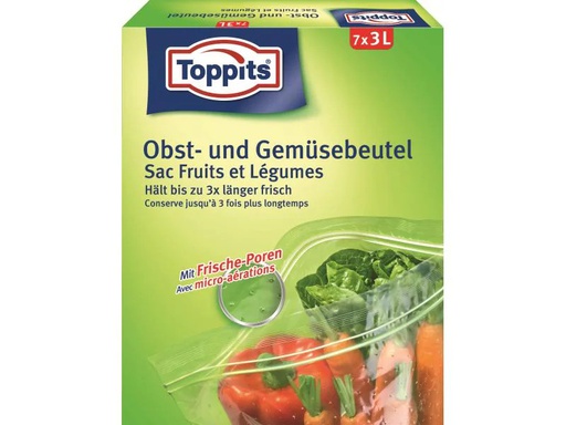 [90124312 305529] Toppits Obst- und Gemüsebeutel 25 cm x 27 cm, 7 Stück