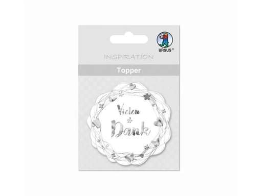 [90012452 676539] URSUS Geschenk-Topper Vielen Dank Silber