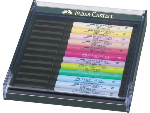 [90124852 847396] Faber-Castell Tuschestift Pitt Artist Pen 12er Etui Pastell