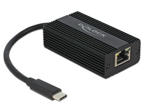 [90125147 905664] Delock Netzwerk-Adapter USB-C - RJ45 2,5Gbps, Schwarz, Metalgehäuse