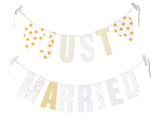 [90125154 985905] Rico Design Girlande Just Married 3 m, Mehrfarbig