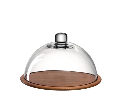 [90125207 829347] Leonardo Servierplatte mit Glashaube Cucina Braun