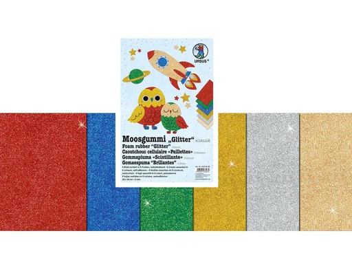 [90125753 1048643] URSUS Moosgummi-Set Glitter Klassik selbstklebend, 10 Stück