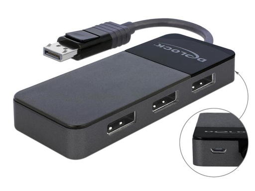 [90125791 952050] Delock 3-Port Signalsplitter Displayport, 4K/60Hz unterstützt MST