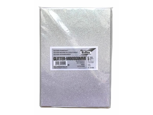 [90126121 599583] Folia Moosgummi-Set Glitter 5 Stück, Weiss