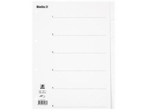 [90126664 1093529] Biella Register A4 Karton 6-teilig mit Indexblatt