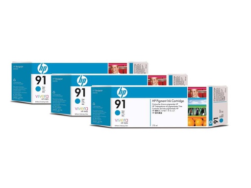 [90126950 887610] HP Tinte Nr. 91 (C9483A) Cyan (3er-Pack)