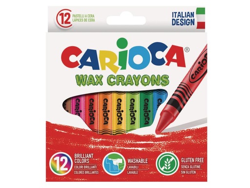 [90128469 722678] Carioca Wachsmalstifte Wax 12 Stück, Mehrfarbig