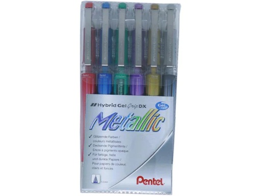 [90012872 709955] pentel Gelschreiber Hybrid Gel Grip DX Metallic 1 mm, Mehrfarbig